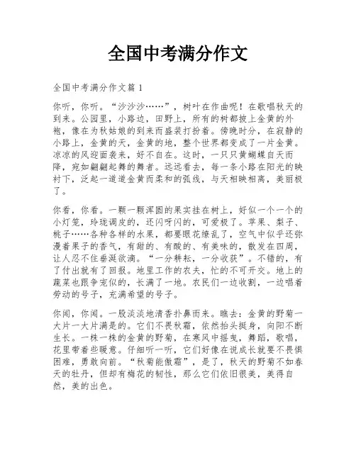 全国中考满分作文