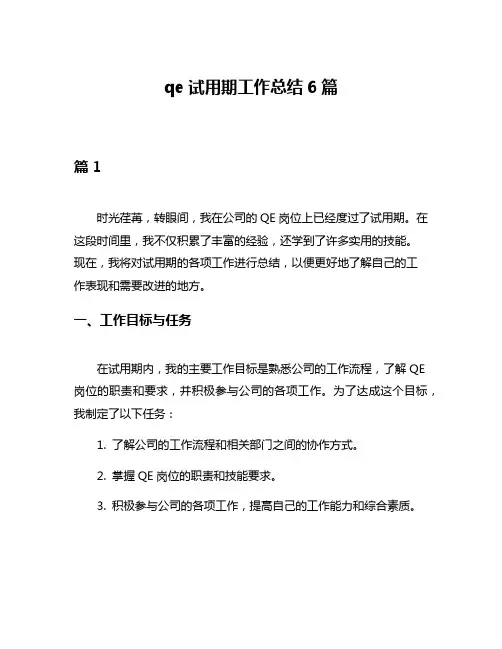 qe试用期工作总结6篇