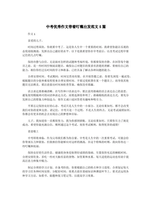 中考优秀作文带着叮嘱出发范文5篇