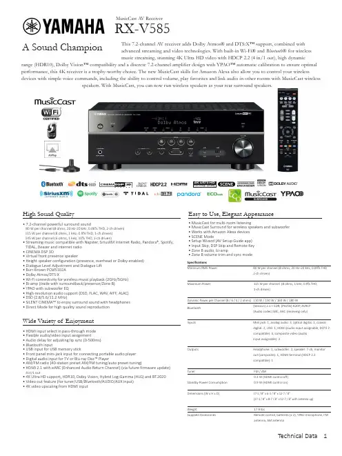 Onkyo TX-NR636 7.2-Channel AV Receiver 产品说明书