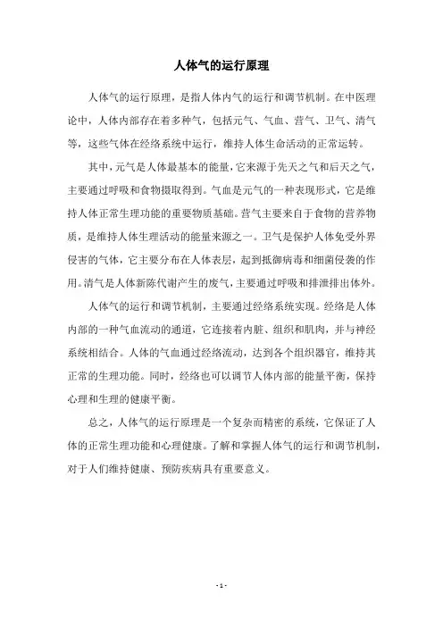 人体气的运行原理