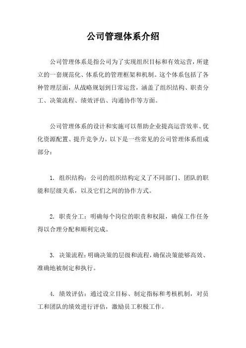 公司管理体系介绍