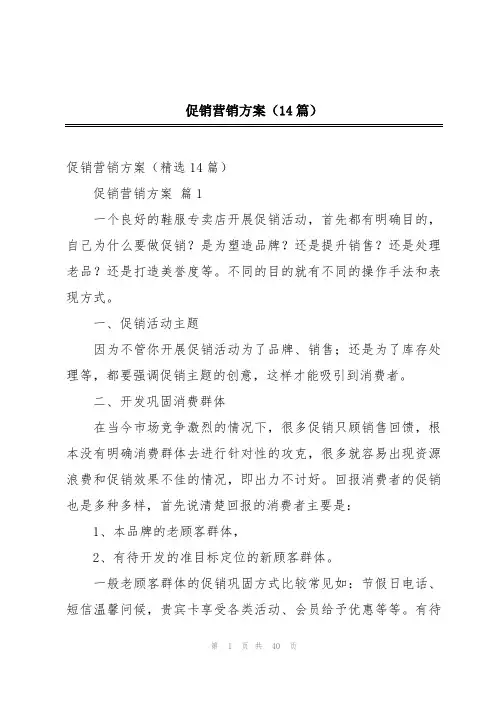 促销营销方案(14篇)