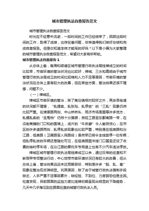 城市管理执法自查报告范文
