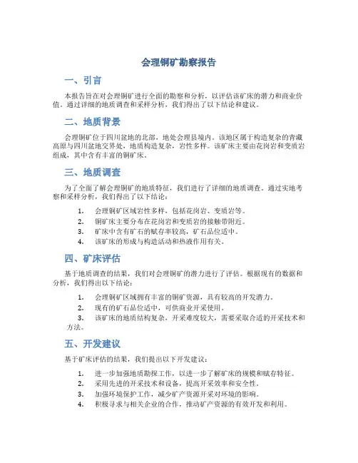 会理铜矿勘察报告