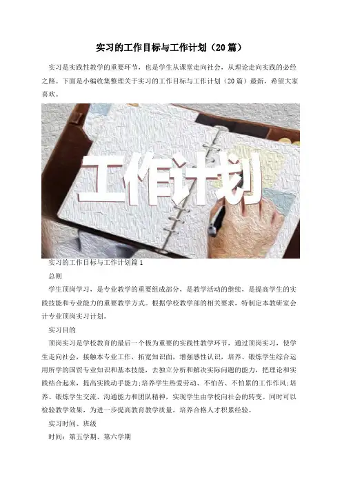 实习的工作目标与工作计划(20篇)