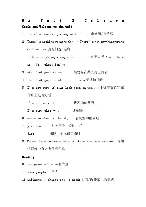 牛津英语译林版新AUnitColours重点短语