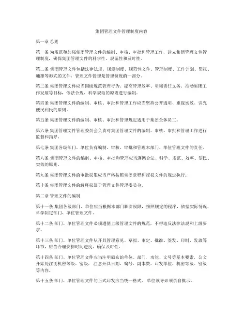 集团管理文件管理制度内容