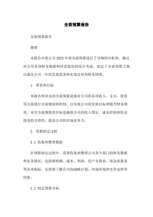 全面预算总结报告