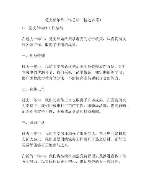 党支部年终工作总结(精选多篇)