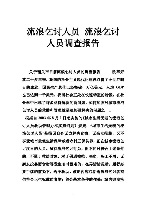 流浪乞讨人员流浪乞讨人员调查报告