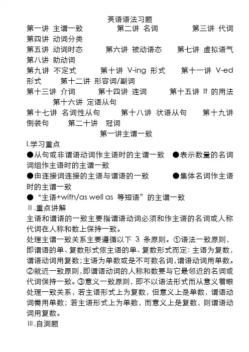 英语语法练习题大全