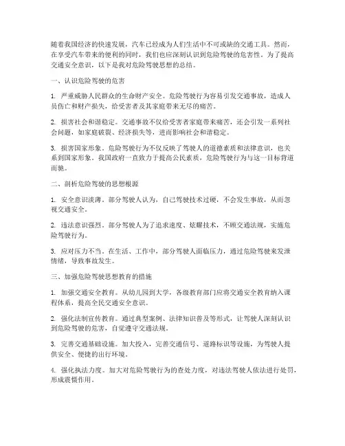 危险驾驶思想总结范文