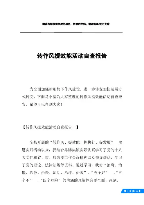 转作风提效能活动自查报告