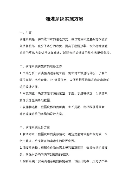 滴灌系统实施方案