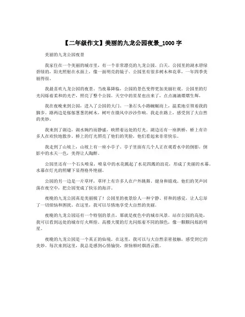 【二年级作文】美丽的九龙公园夜景_1000字