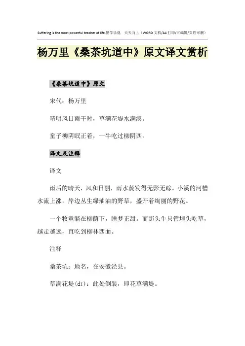 2021年杨万里《桑茶坑道中》原文译文赏析