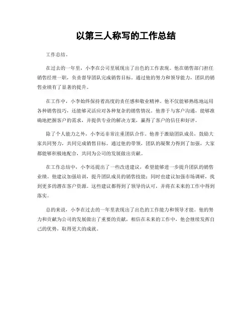 以第三人称写的工作总结