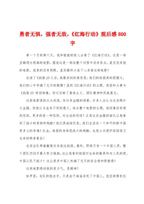 勇者无惧强者无敌《红海行动》观后感800字