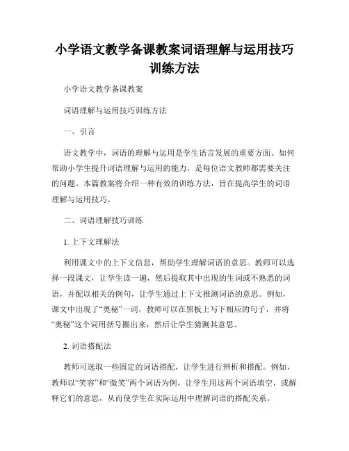 小学语文教学备课教案词语理解与运用技巧训练方法