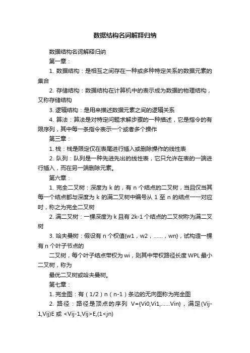 数据结构名词解释归纳