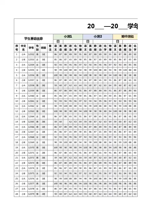 学生平时成绩期末成绩统计表模板(自动化排名)