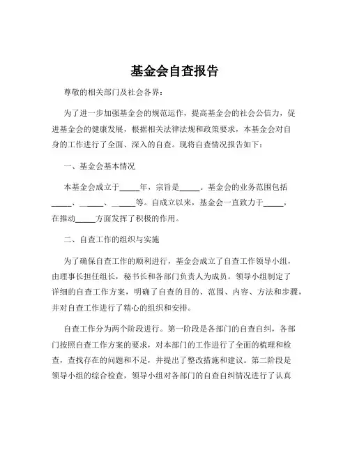 基金会自查报告