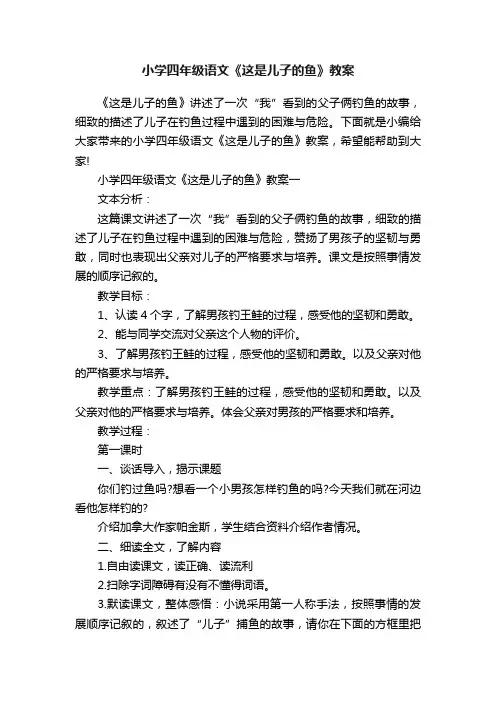 小学四年级语文《这是儿子的鱼》教案