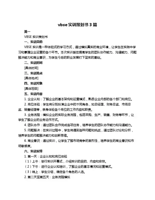 vbse实训策划书3篇