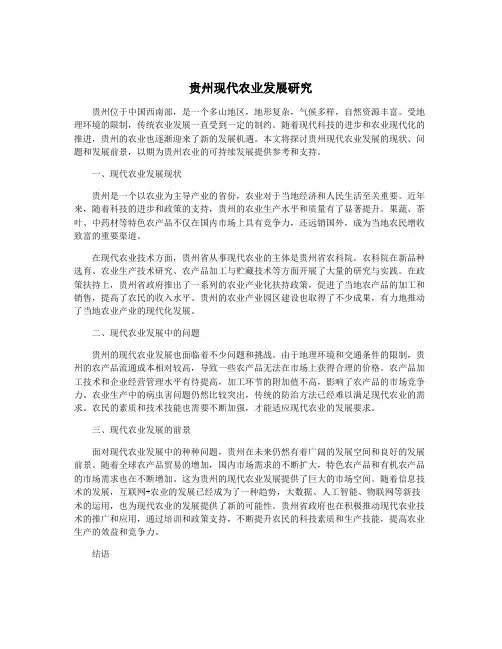 贵州现代农业发展研究