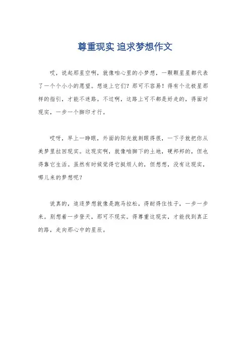 尊重现实 追求梦想作文