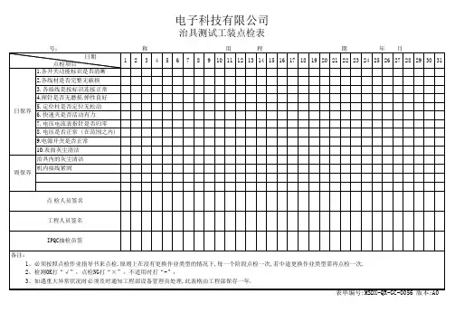 治具测试工装点检表