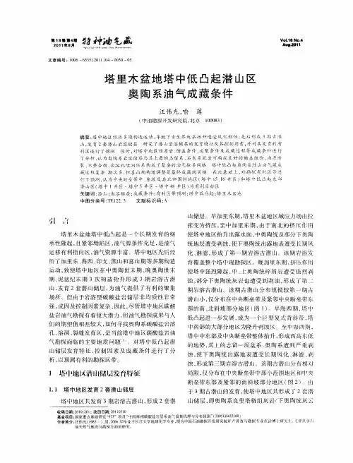 塔里木盆地塔中低凸起潜山区奥陶系油气成藏条件