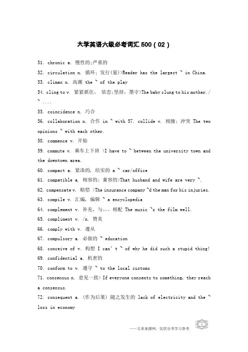 大学英语六级必考词汇500(02)
