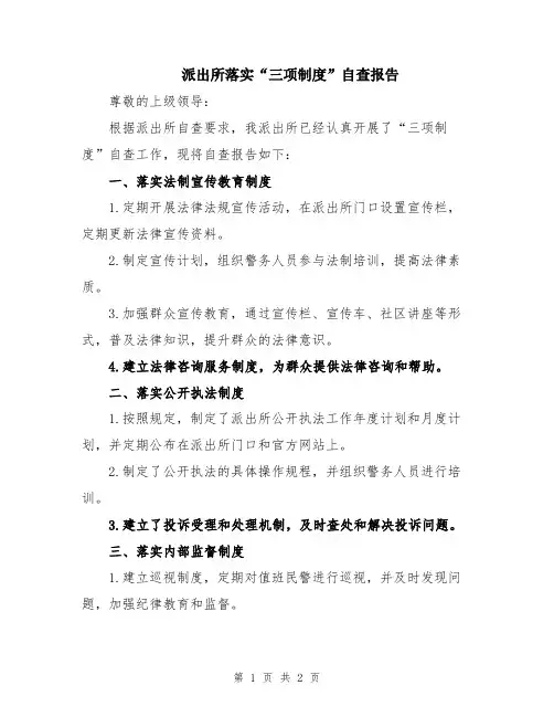 派出所落实“三项制度”自查报告