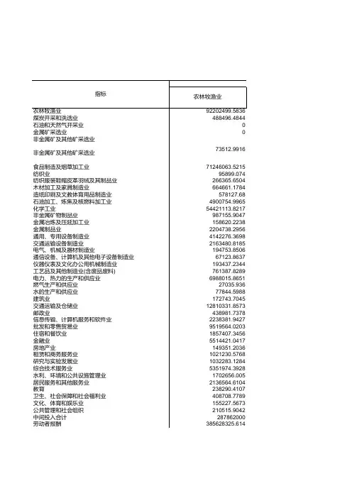 2010年中国投入产出表 标准版