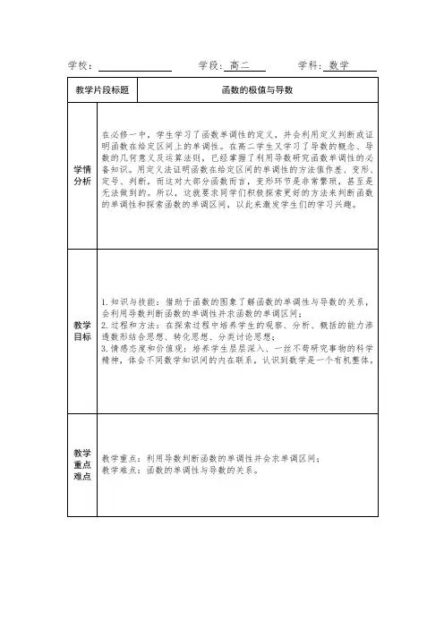 函数的单调性与导数(教学设计)