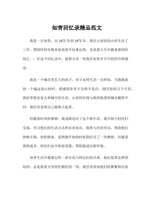 知青回忆录精品范文