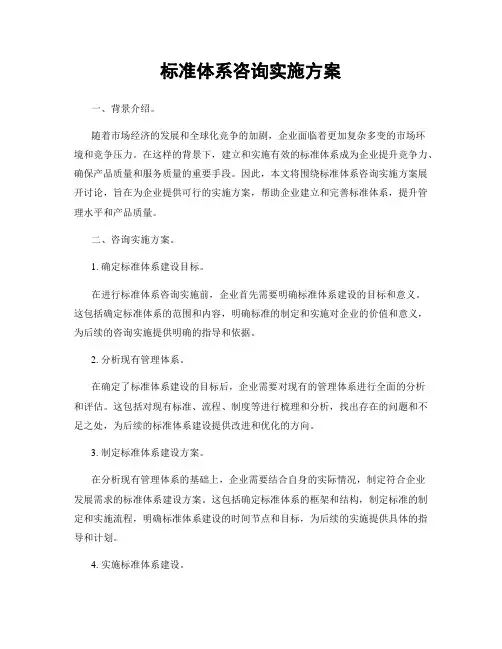 标准体系咨询实施方案