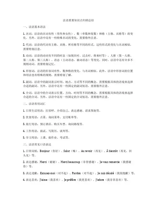法语重要知识点归纳总结