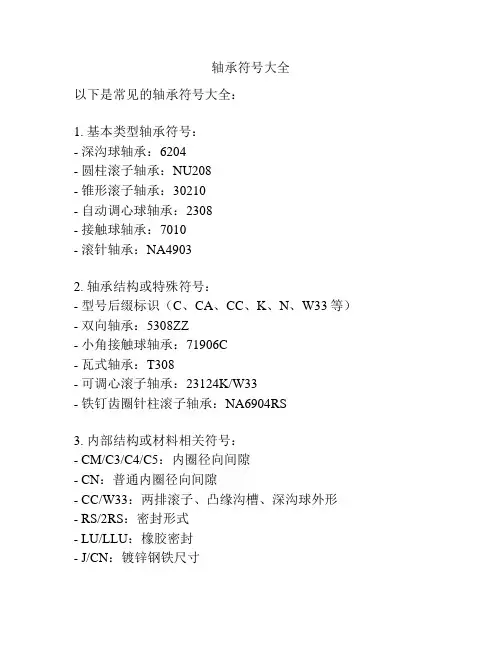 轴承符号大全