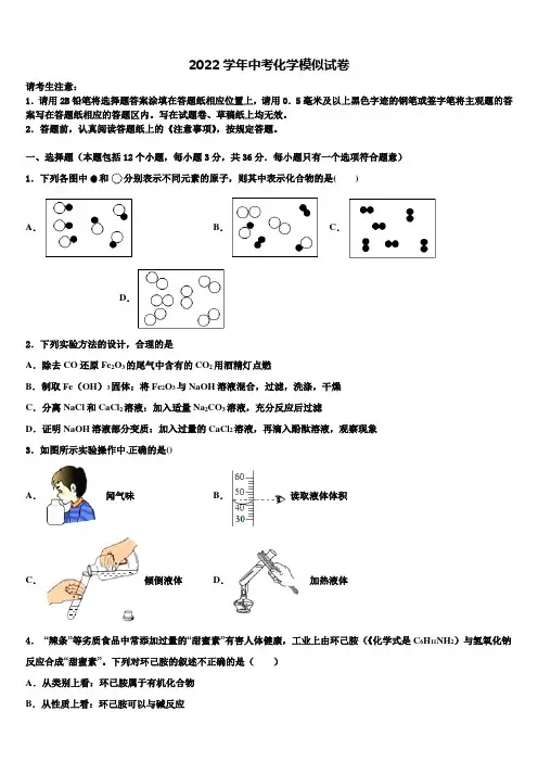 2022学年安徽省合肥市中考五模化学试题(含解析)