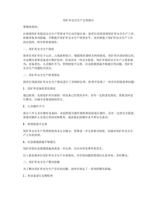 尾矿库安全生产自查报告