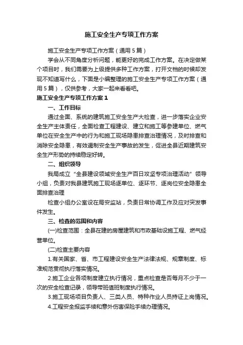 施工安全生产专项工作方案