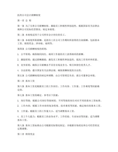 医药公司会计薪酬制度模板