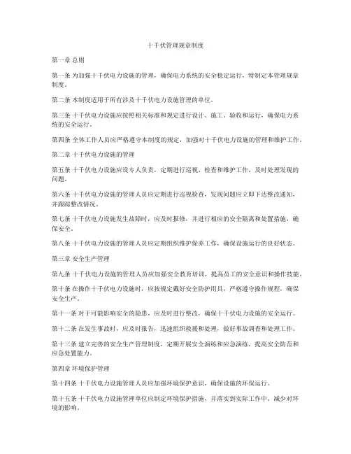 十千伏管理规章制度