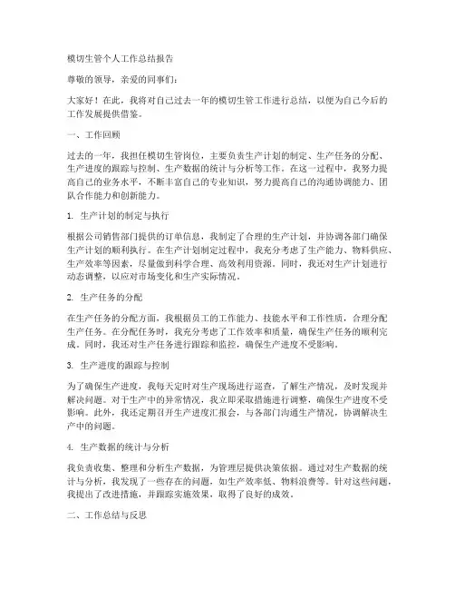 模切生管个人工作总结报告