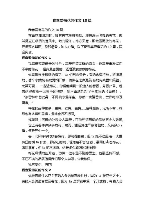 我喜爱梅花的作文10篇