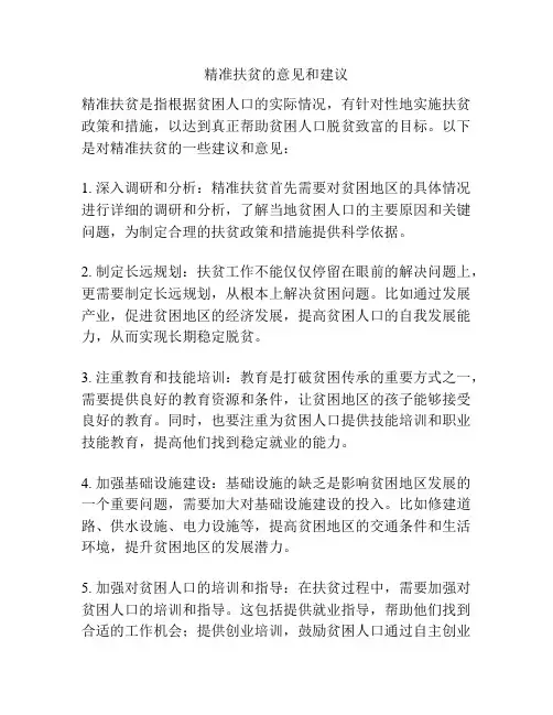 精准扶贫的意见和建议