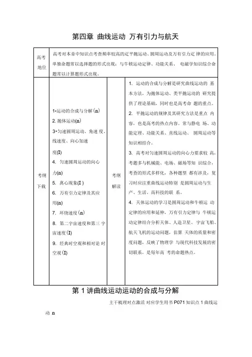 2021高考人教版物理一轮复习讲义：第4章第1讲曲线运动运动的合成与分解(含解析)